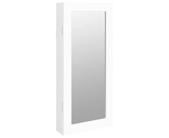Dulap de bijuterii cu oglindă de perete, alb, 30x8,5x67 cm, 2 image