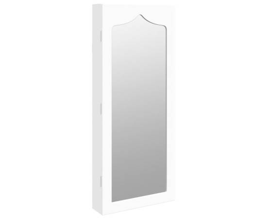 Dulap de bijuterii cu oglindă de perete, alb, 37,5x10x90 cm, 2 image