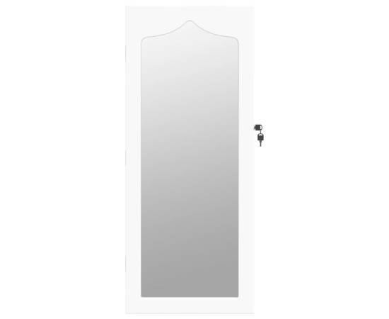 Dulap de bijuterii cu oglindă de perete, alb, 37,5x10x90 cm, 4 image