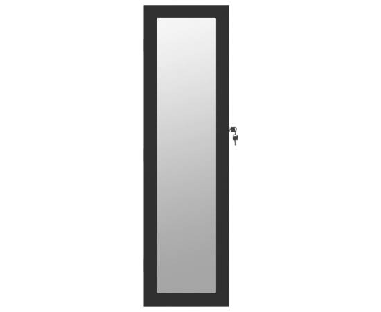 Dulap de bijuterii cu oglindă de perete, negru, 30x8,5x106 cm, 4 image