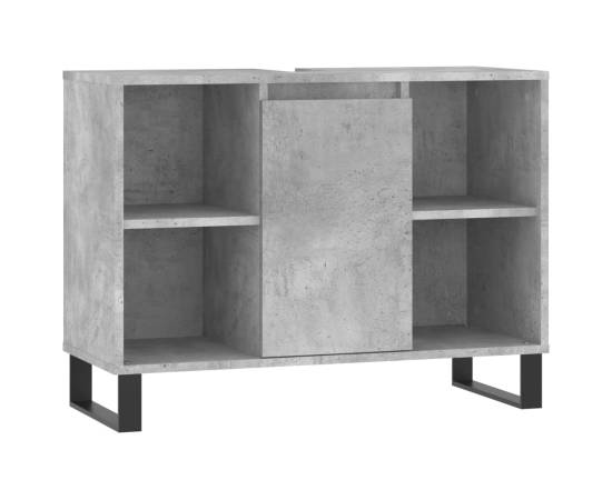 Set mobilier de baie, 3 piese, gri beton, lemn compozit, 9 image