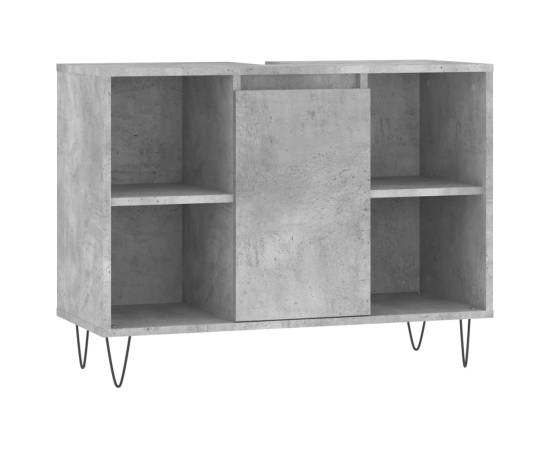 Set mobilier de baie, 3 piese, gri beton, lemn compozit, 9 image