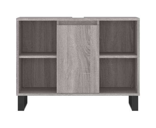 Set mobilier de baie, 3 piese, gri sonoma, lemn prelucrat, 10 image