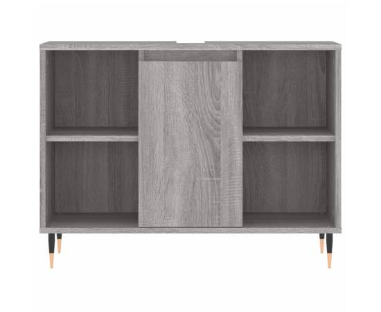 Set mobilier de baie, 3 piese, gri sonoma, lemn prelucrat, 10 image