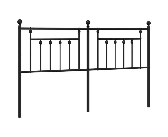 Tăblie de pat metalică, negru, 160 cm, 2 image