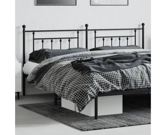 Tăblie de pat metalică, negru, 193 cm, 3 image