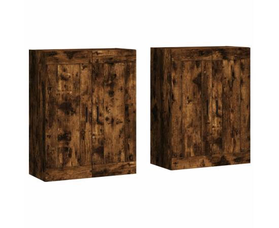Dulapuri de perete, 2 buc., stejar afumat, lemn prelucrat, 2 image