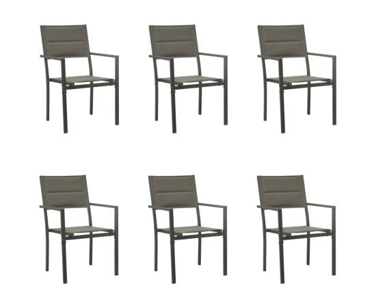 Set mobilier de grădină, 7 piese, negru, oțel și textilenă, 3 image