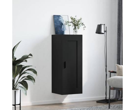 Dulap de perete, negru, 34,5x34x90 cm, lemn prelucrat, 3 image