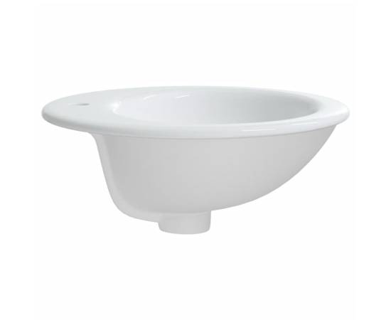 Chiuvetă de baie albă 52x46x20 cm, ovală, ceramică, 6 image