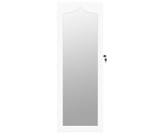 Dulap de bijuterii cu oglindă de perete, alb, 37,5x10x106 cm, 4 image
