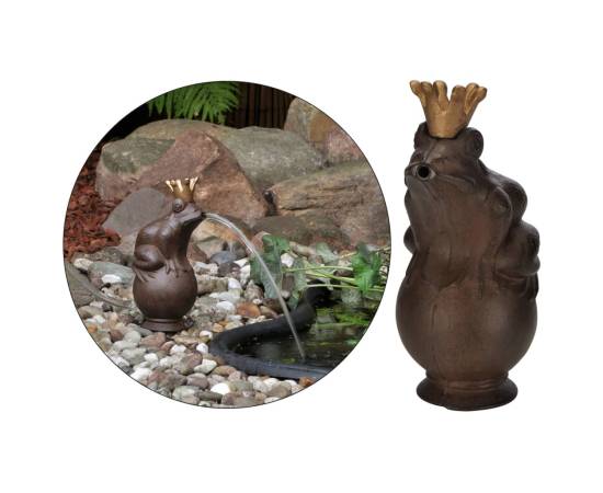 Hi fântână de grădină metalică regele broască, maro, 2 image