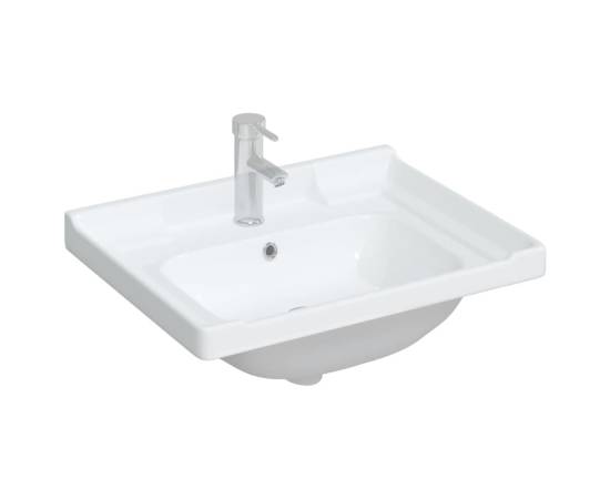 Chiuvetă de baie albă 61x48x23 cm, pătrată, ceramică, 3 image