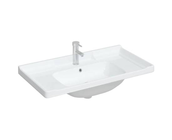 Chiuvetă de baie albă 91,5x48x23 cm, ovală, ceramică, 3 image