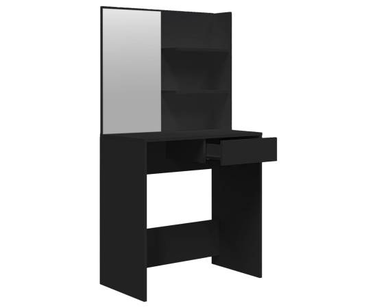 Masă de toaletă cu oglindă, negru, 74,5x40x141 cm, 7 image