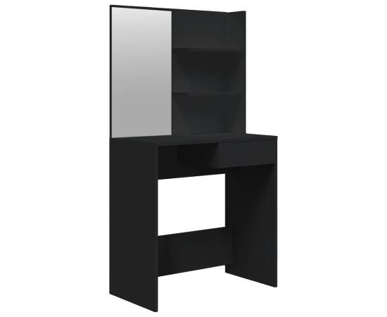Masă de toaletă cu oglindă, negru, 74,5x40x141 cm, 2 image