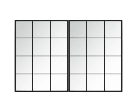 Oglinzi de perete, 2 buc., negru, 80x60 cm, metal, 2 image