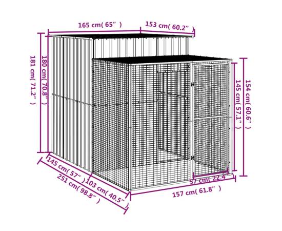 Coteț pui cu incintă gri deschis 165x251x181 cm oțel galvanizat, 5 image
