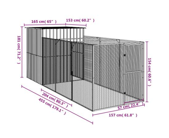 Cușcă de câine & țarc gri deschis 165x455x181cm oțel galvanizat, 8 image