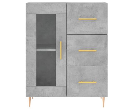 Dulap înalt, gri beton, 69,5x34x180, lemn compozit, 8 image