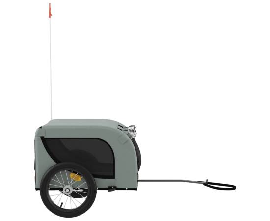 Remorcă de bicicletă câini gri&negru textil oxford&fier, 5 image