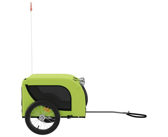 Remorcă de bicicletă câini verde&negru textil oxford&fier, 5 image