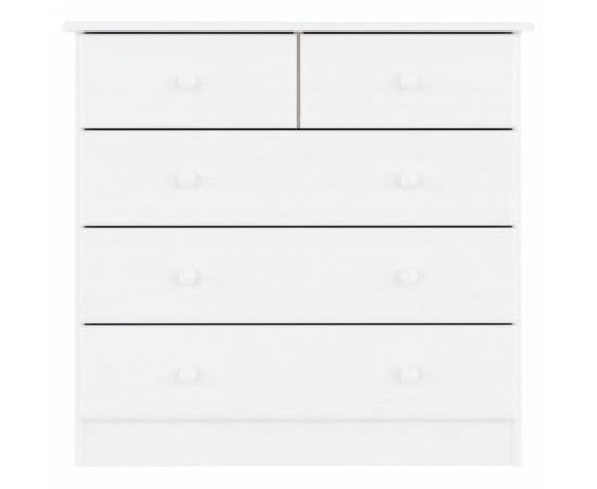 Comodă cu sertare alta, alb, 77x35x73 cm, lemn masiv de pin, 4 image
