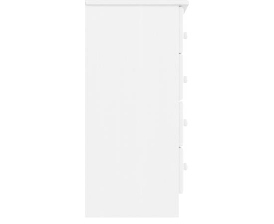 Comodă cu sertare alta, alb, 77x35x73 cm, lemn masiv de pin, 5 image