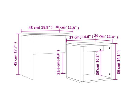 Mese suprapuse de cafea, 2 buc, sonoma gri, lemn prelucrat, 10 image