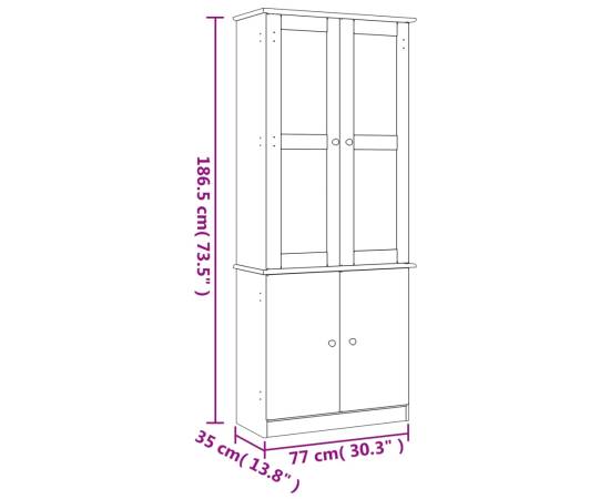 Vitrine din sticlă „alta” 77x35x186,5 cm, lemn masiv de pin, 8 image