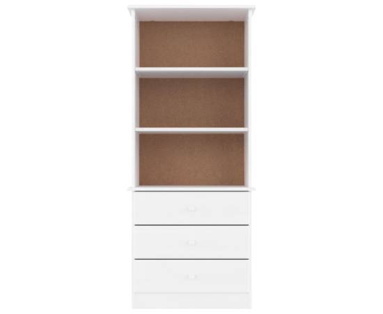 Bibliotecă cu sertare „alta”, alb, 60x35x142 cm, lemn masiv pin, 3 image