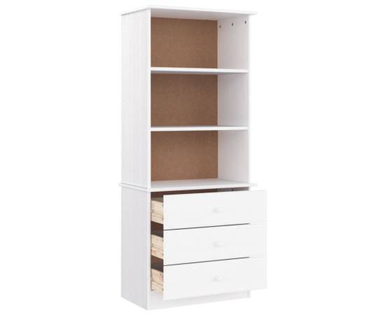 Bibliotecă cu sertare „alta”, alb, 60x35x142 cm, lemn masiv pin, 4 image