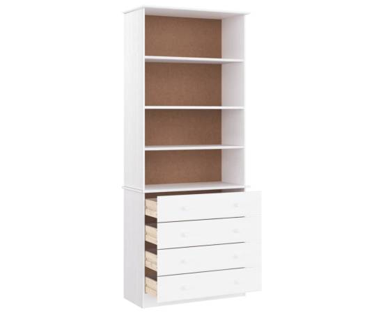 Bibliotecă cu sertare „alta” alb 77x35x186,5 cm lemn masiv pin, 4 image
