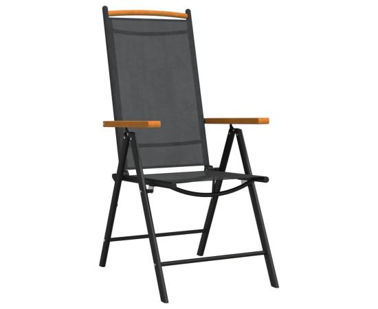 Set mobilier pentru grădină, 7 piese, negru și maro, aluminiu, 4 image