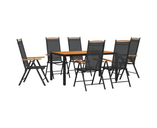 Set mobilier pentru grădină, 7 piese, negru și maro, aluminiu, 2 image