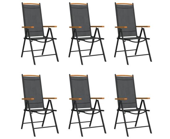 Set mobilier pentru grădină, 7 piese, negru și maro, aluminiu, 3 image