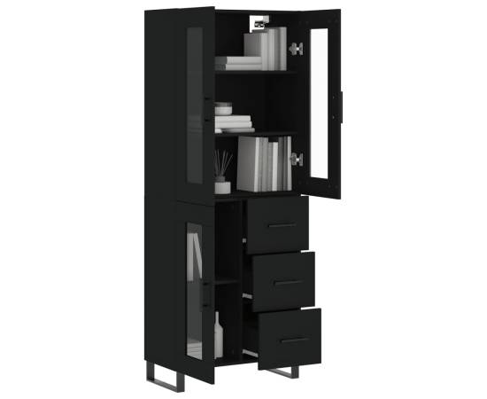 Dulap înalt, negru, 69,5x34x180 cm, lemn compozit, 3 image