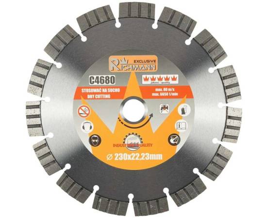 Disc diamantat segmentat, beton, taiere uscata, 230 mm/22.23 mm, richmann exclusive