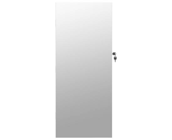 Dulap de bijuterii cu oglindă și lumini led, de perete, alb, 4 image