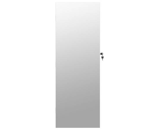 Dulap de bijuterii cu oglindă și lumini led, de perete, alb, 4 image