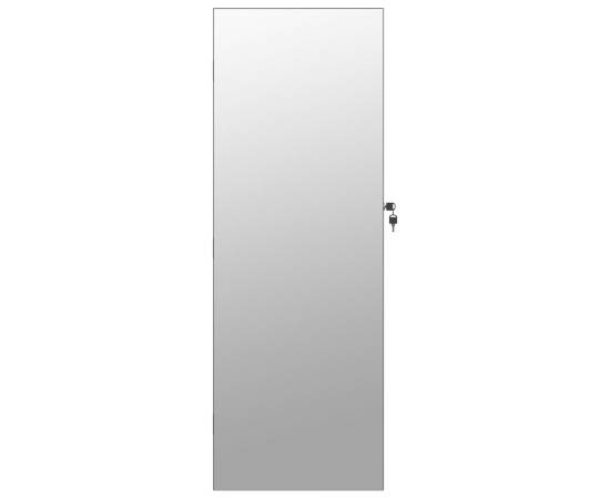 Dulap de bijuterii cu oglindă și lumini led, de perete, negru, 4 image