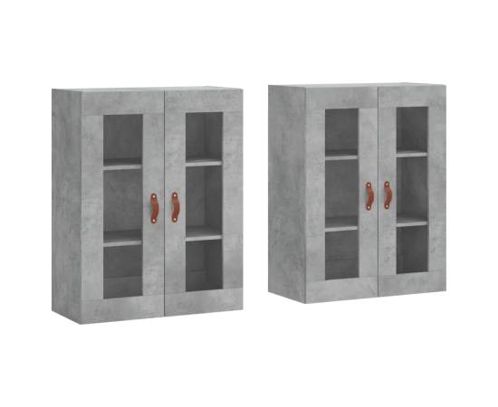 Dulapuri de perete, 2 buc., gri beton, lemn prelucrat, 2 image