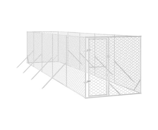 Padoc de exterior pentru câini argintiu 2x10x2m oțel galvanizat, 3 image