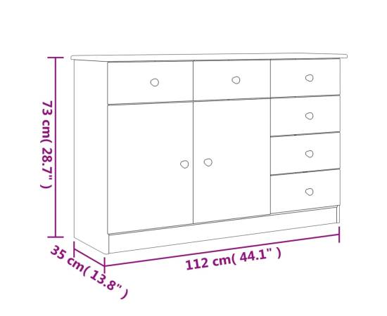 Servantă alta, 112x35x73 cm, lemn masiv de pin, 8 image