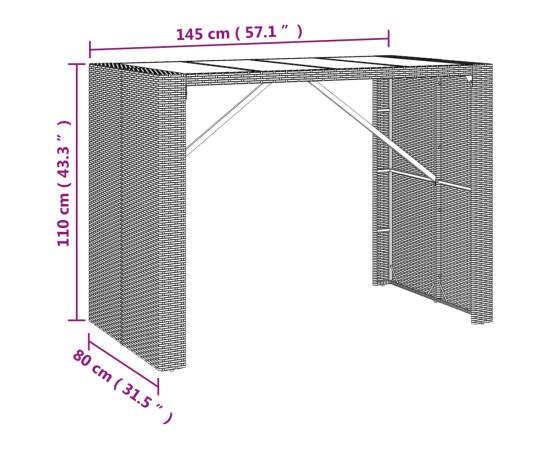 Set mobilier bar de grădină cu perne, 5 piese, maro, poliratan, 8 image