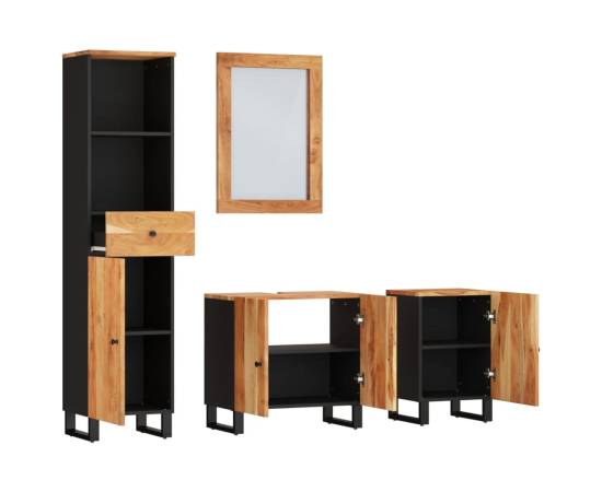 Set mobilier de baie, 4 piese, lemn masiv de acacia, 3 image