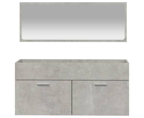 Dulap de baie cu oglindă, gri beton, lemn prelucrat, 5 image