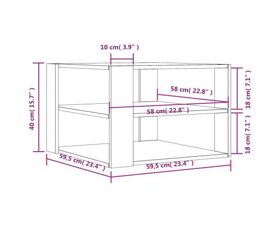 Măsuță de cafea, gri beton, 59,5x59,5x40 cm, lemn compozit, 9 image