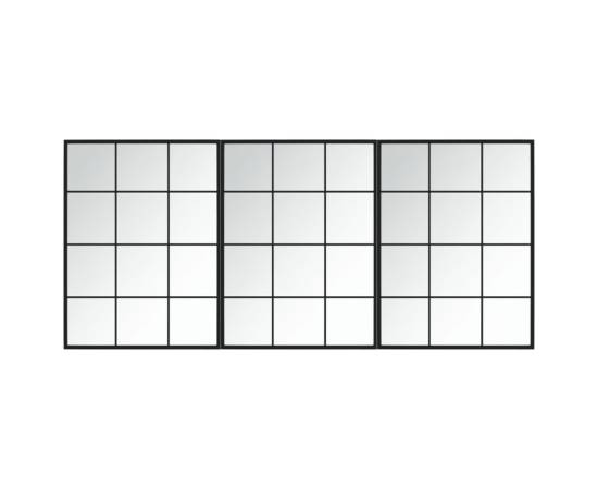 Oglinzi de perete, 3 buc., negru, 80x60 cm, metal, 2 image