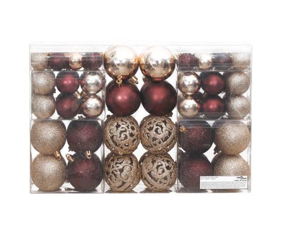 Globuri de crăciun, 100 buc, șampanie și maro 3 / 4 / 6 cm, 3 image